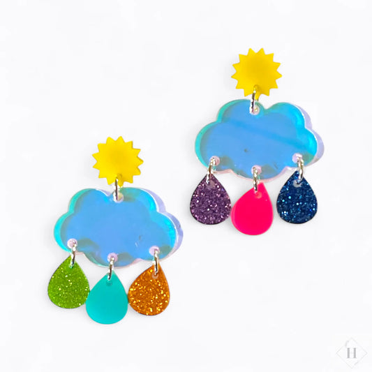 Statement øreringe - Rainbow Clouds Saisall