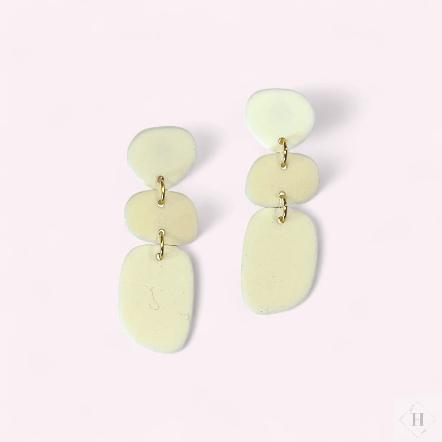 Statement øreringe - White dangles Saisall