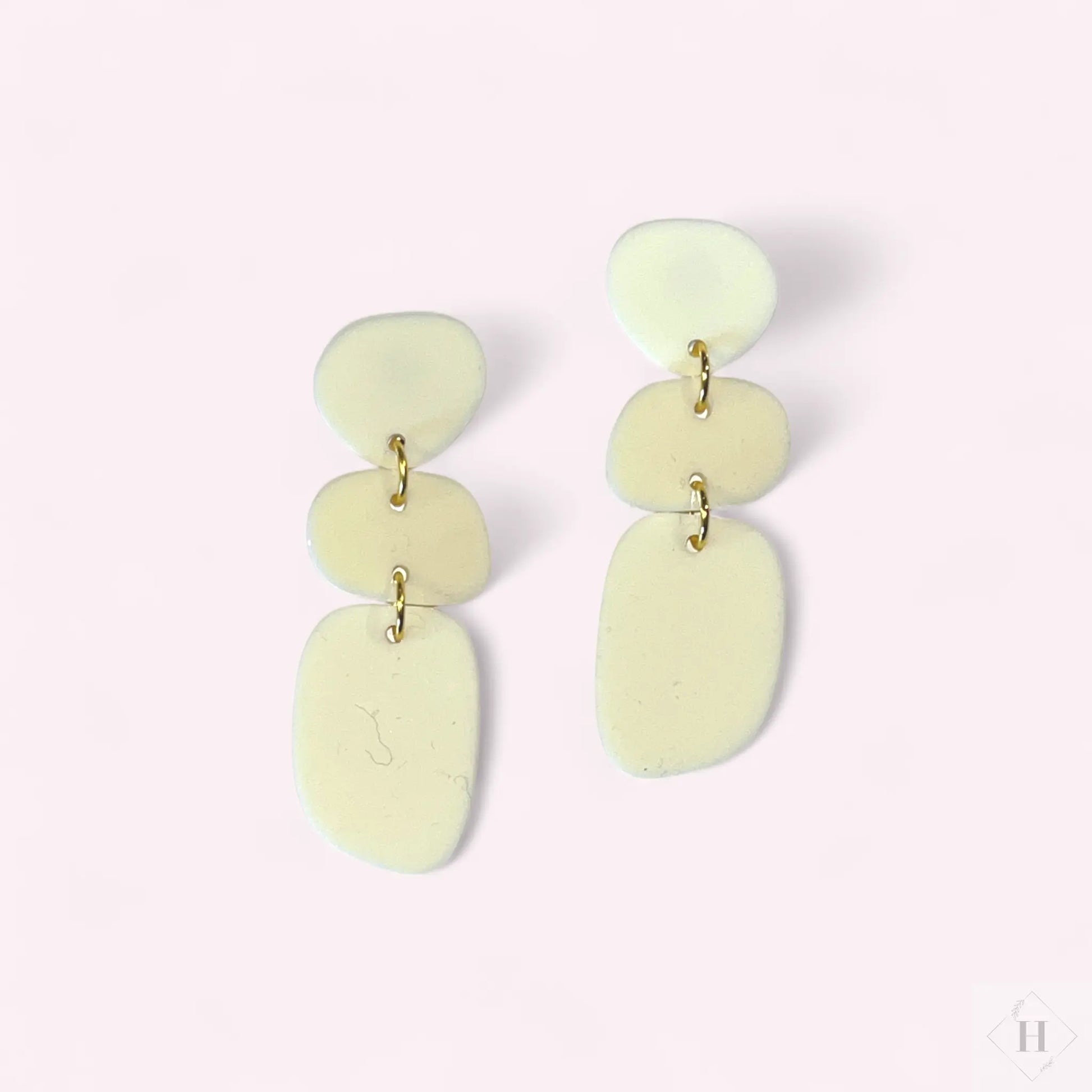 Statement øreringe - White dangles Saisall