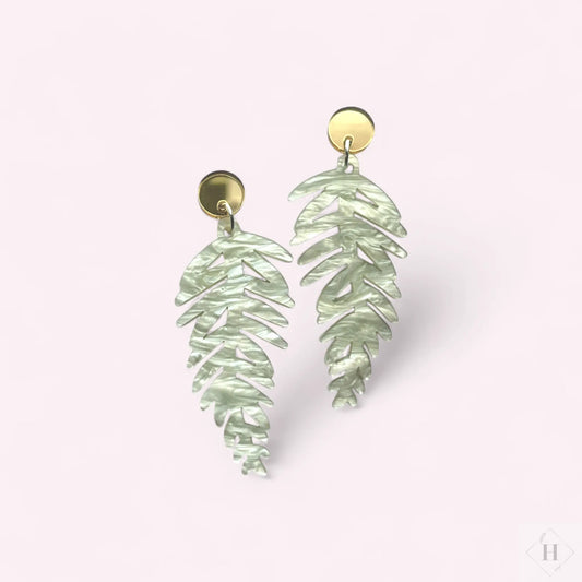 Statement øreringe - Pearl fern Saisall