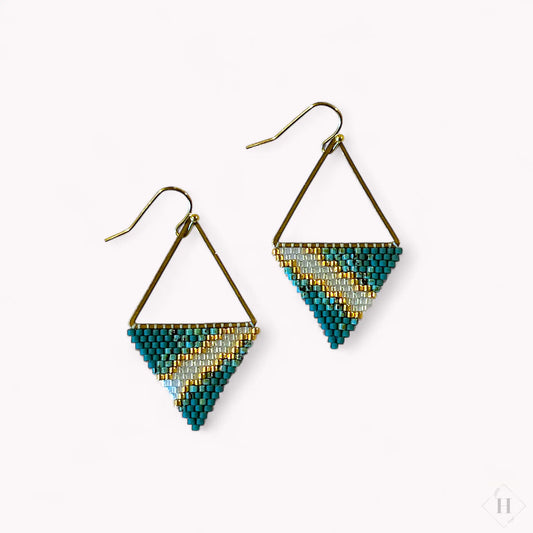 Øreringe i miyuki perler - Green river Sara Engel