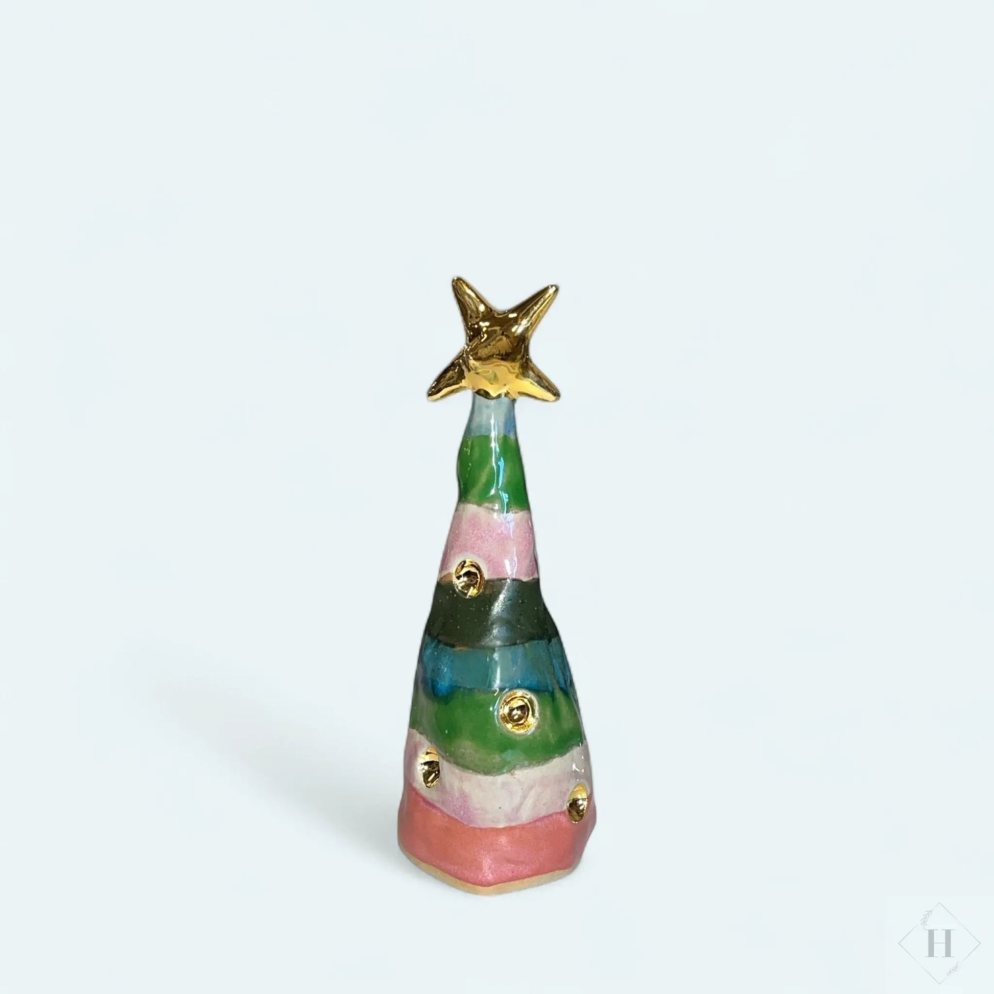 Juletræ i keramik med guldstjerne Lisbeth Børglum