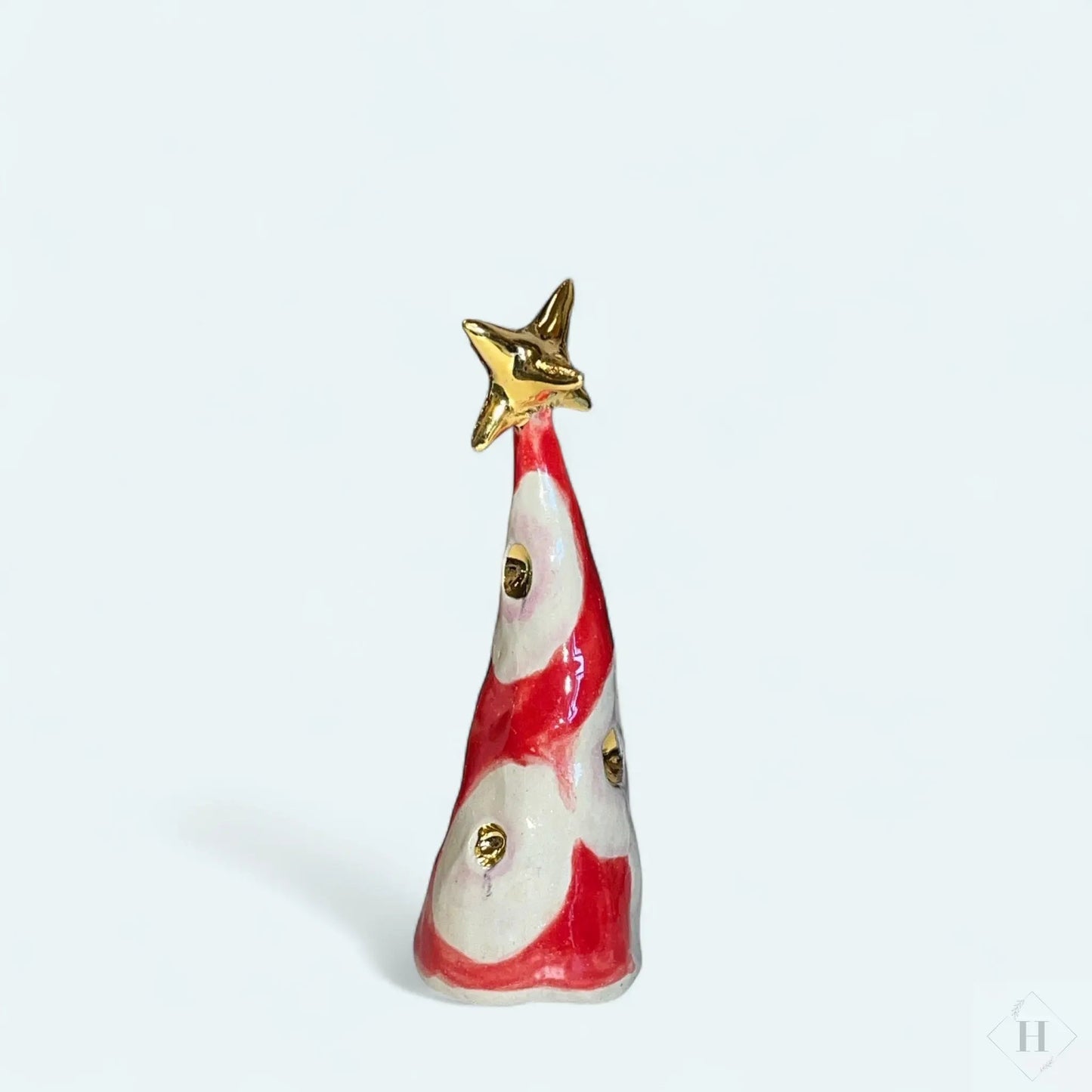 Juletræ i keramik med guldstjerne Lisbeth Børglum