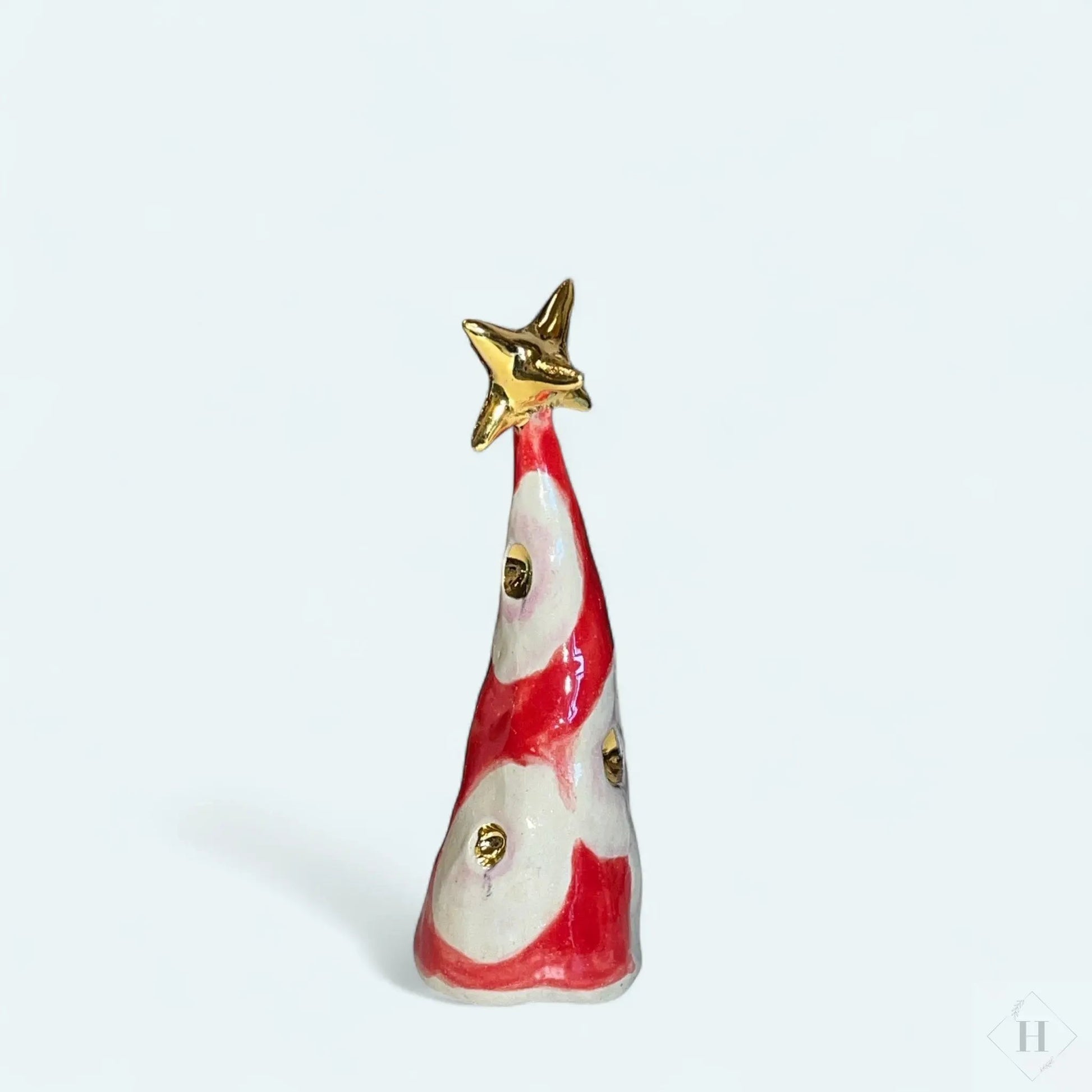 Juletræ i keramik med guldstjerne Lisbeth Børglum