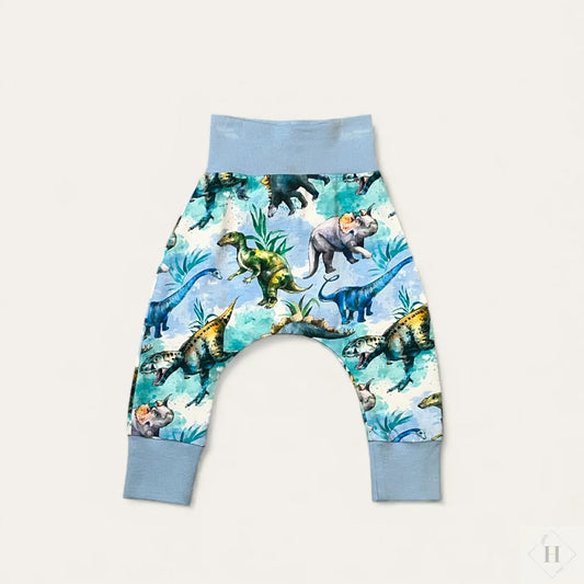 Håndlavede Baby Bukser Str. 62 - Blød Jersey med Dinosaurer Louifax