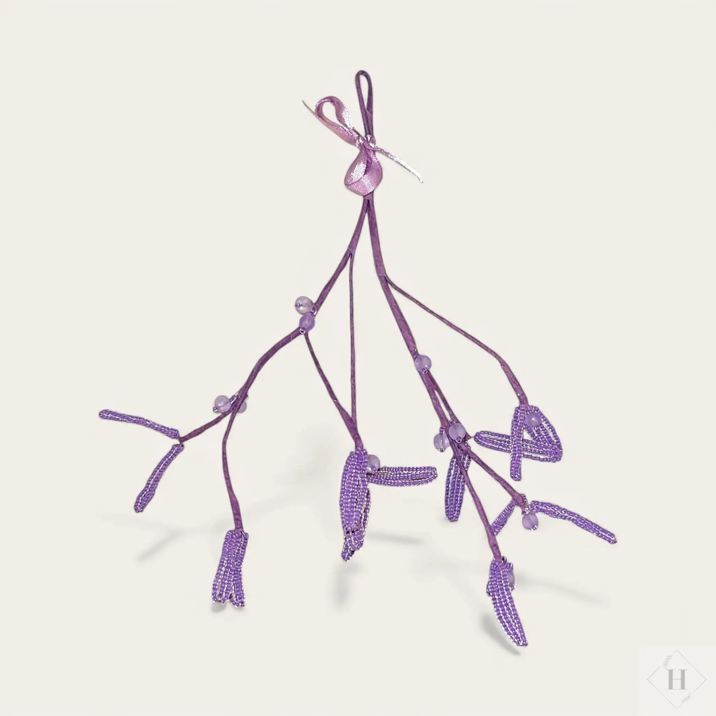 Håndlavet mistelten i glasperler - lilla Kaimers krea