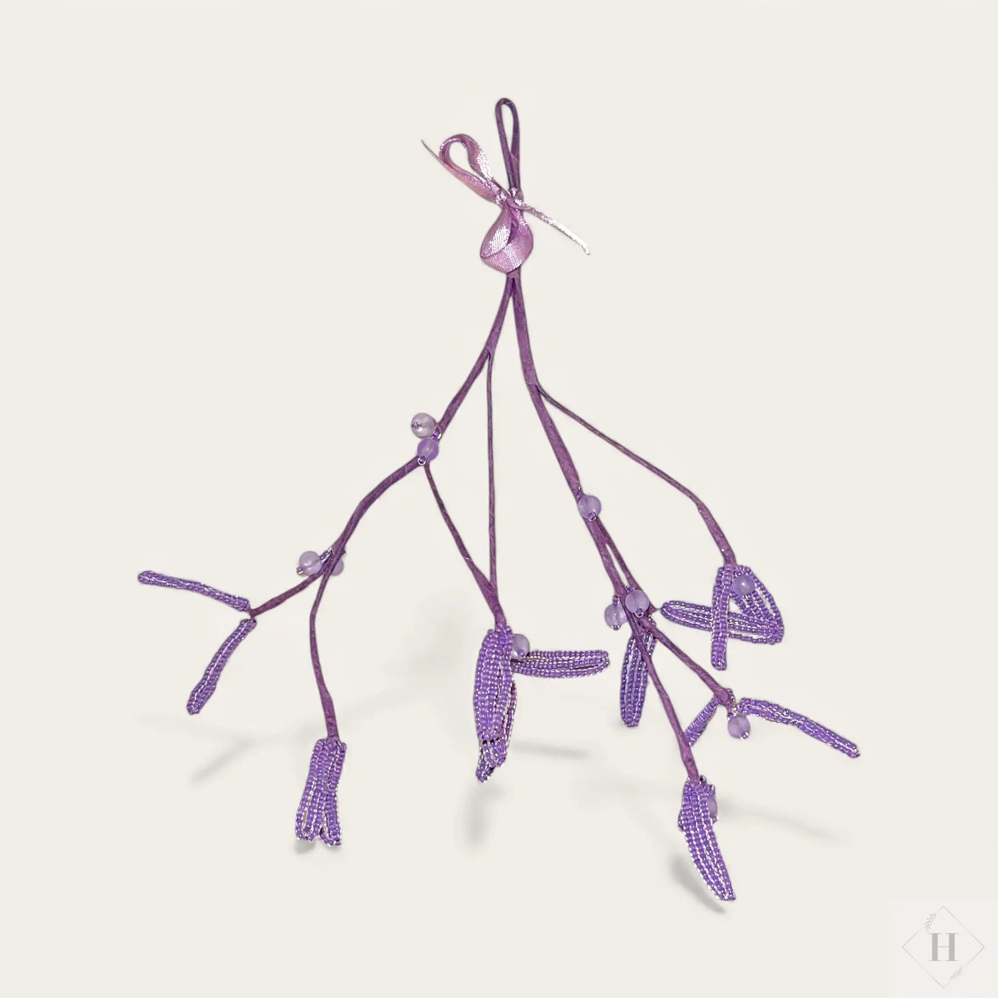 Håndlavet mistelten i glasperler - lilla Kaimers krea