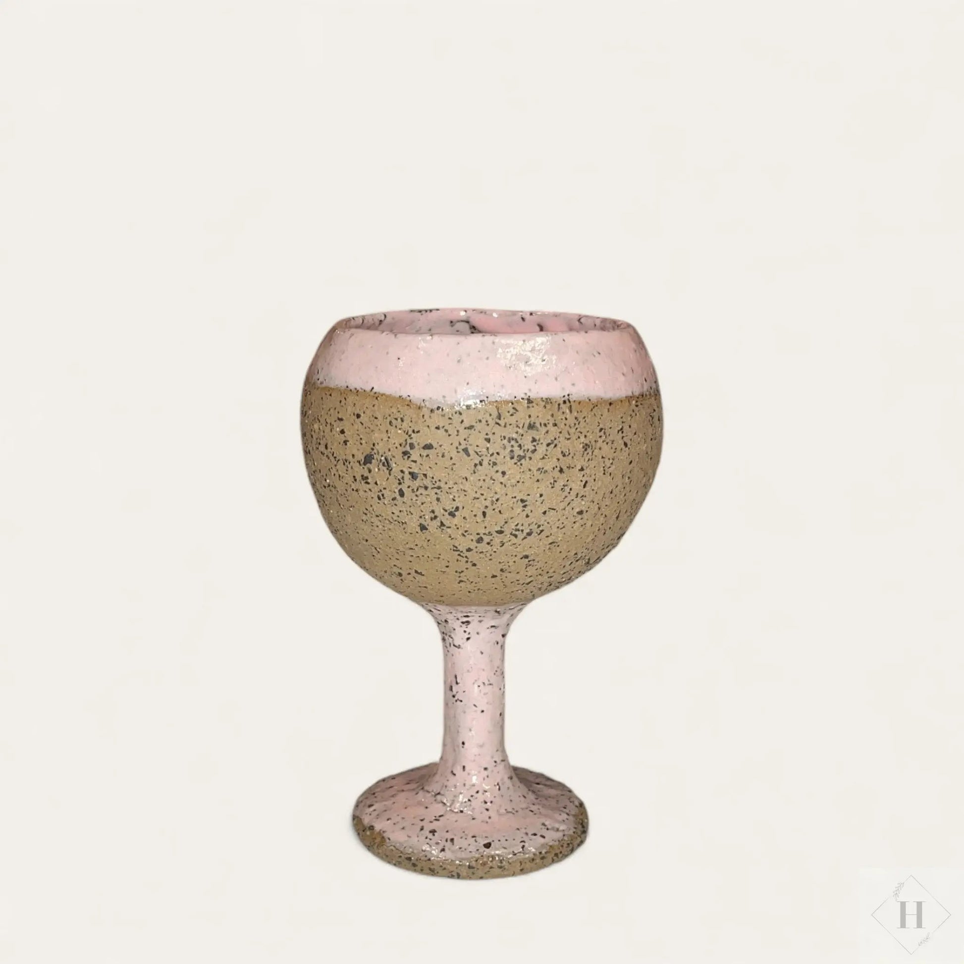 Vinglas i keramik - lyserød/latte Lisbeth Børglum