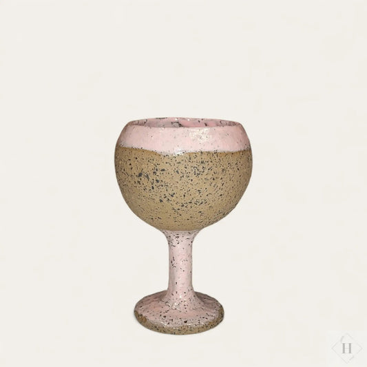 Vinglas i keramik - lyserød/latte Lisbeth Børglum