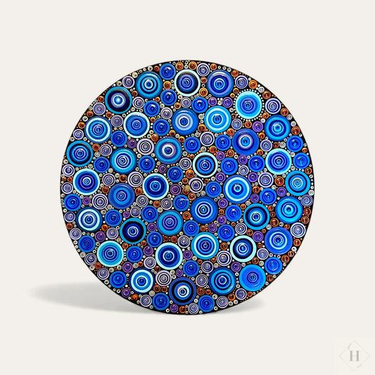 Dotart maleri på LP plade - Blå/bronze Zenjasworld