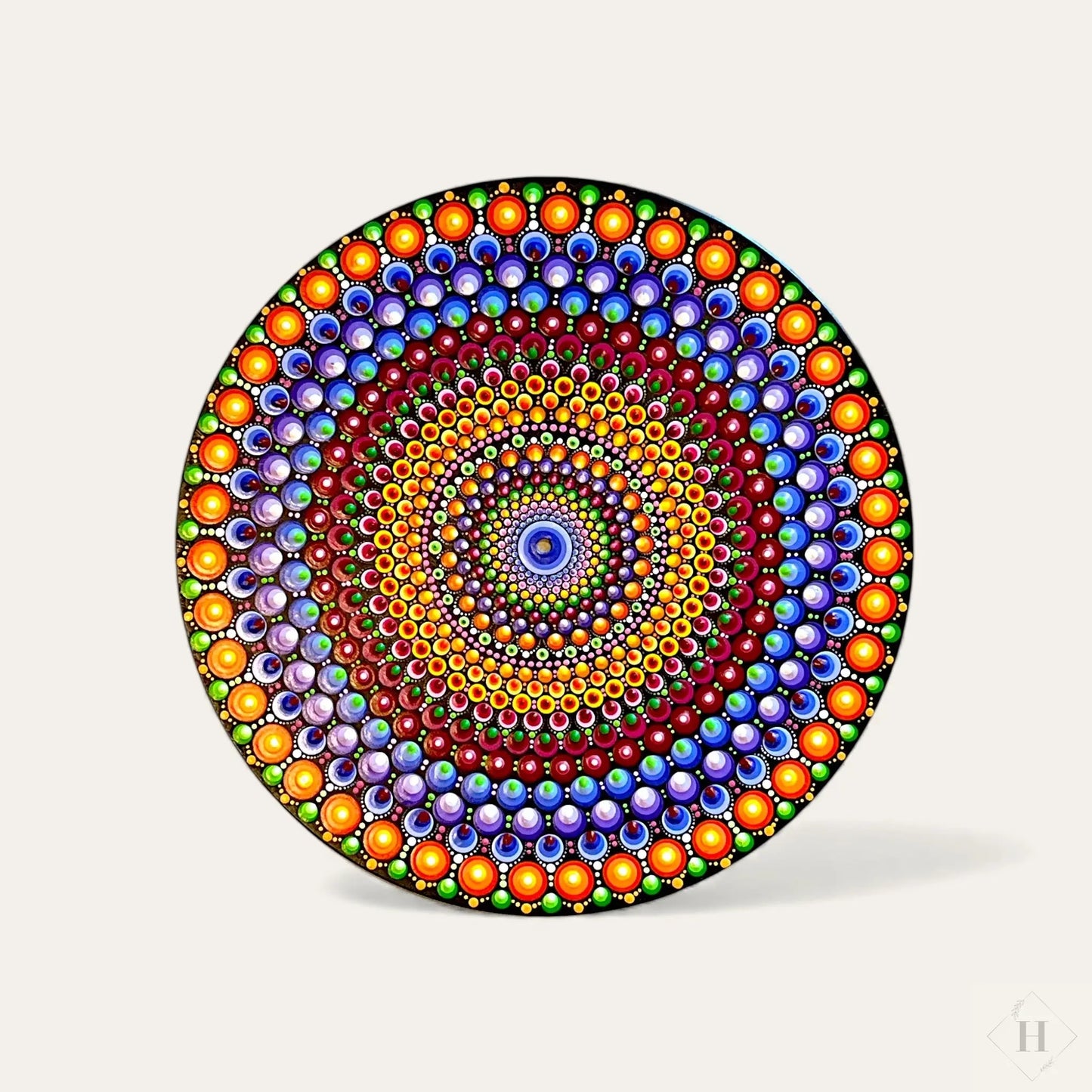 Dotart maleri på LP plade - mandala blomst Zenjasworld