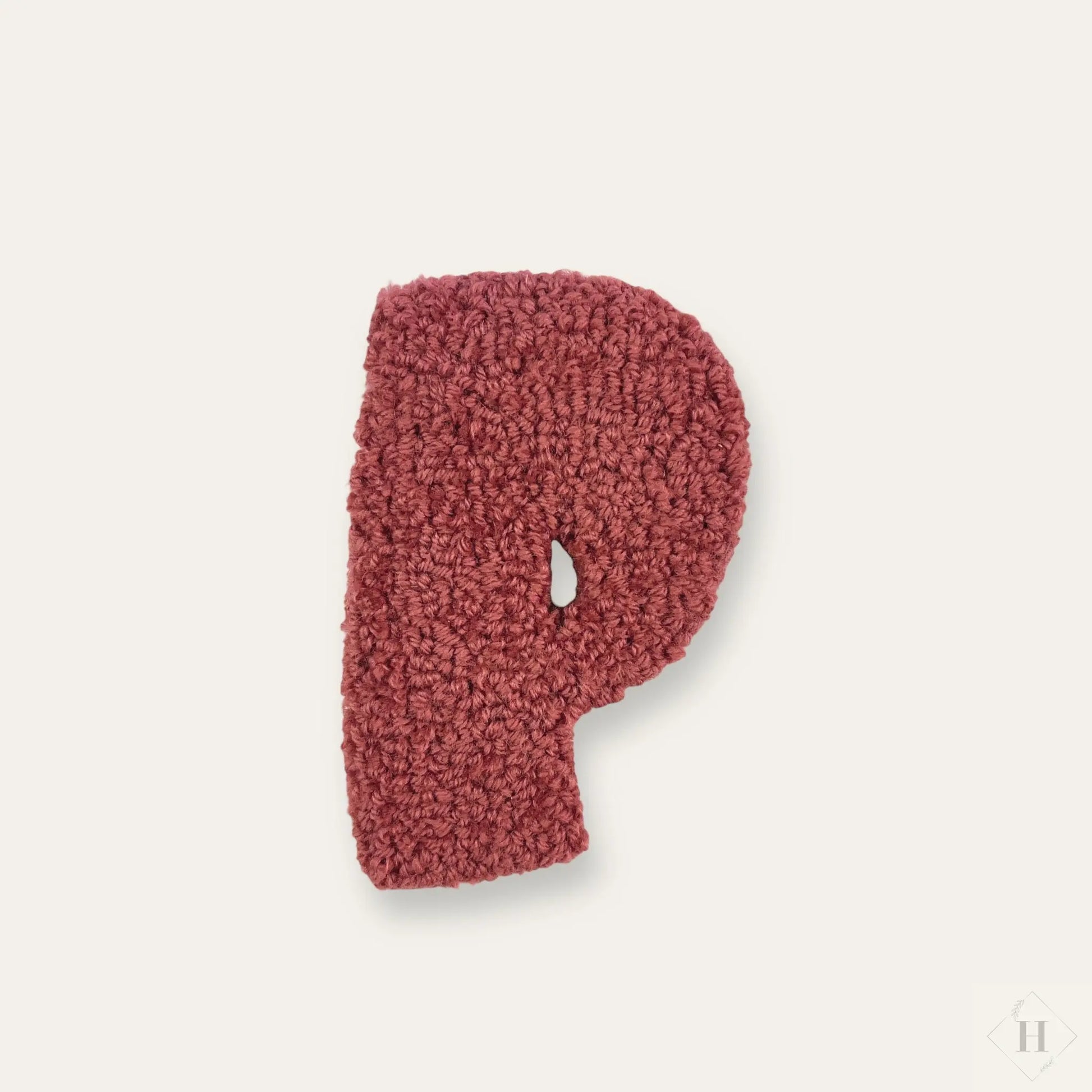 Håndlavet Tuftet Bogstav 14 cm - Personlig Væg Dekoration (P) Flair