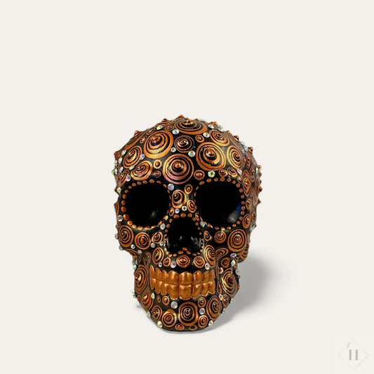 Håndmalet Dotart Kranium i kobberfarve - 10x10 cm Zenjasworld