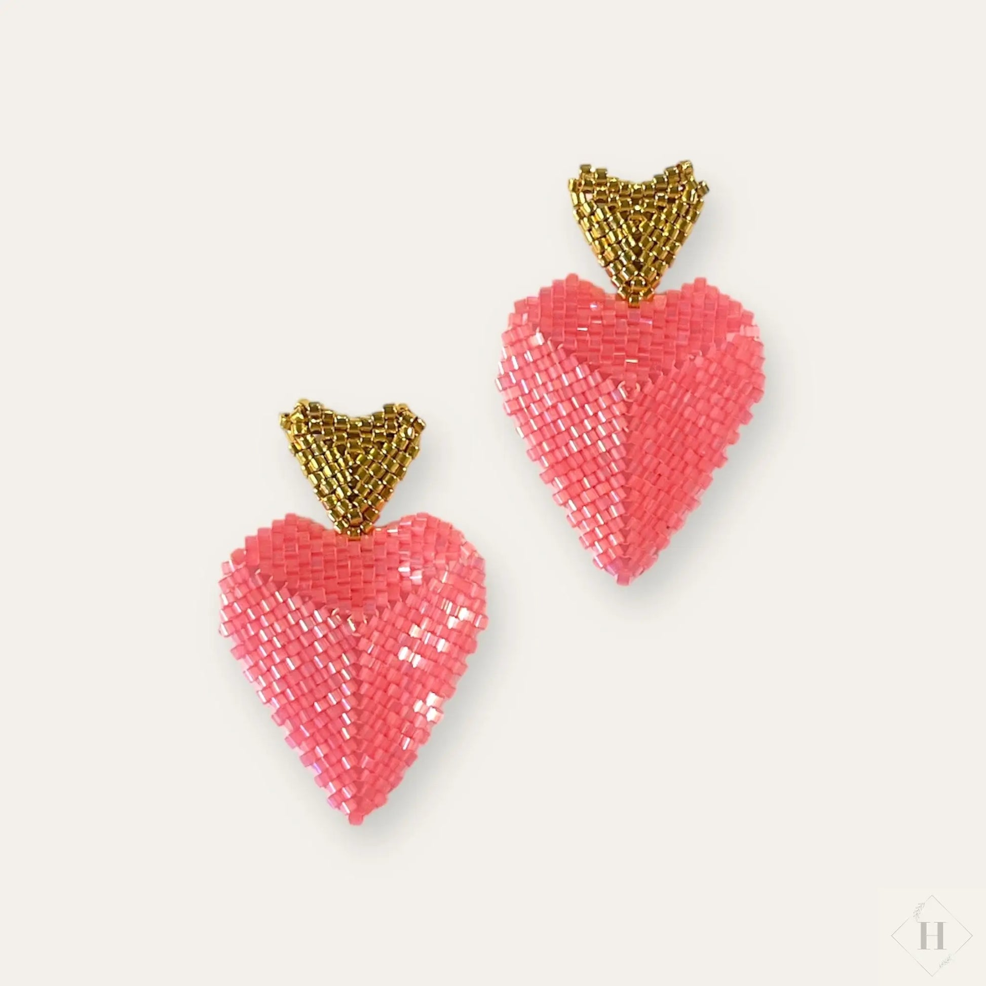 Øreringe i miyuki perler - hjerte Mabalser