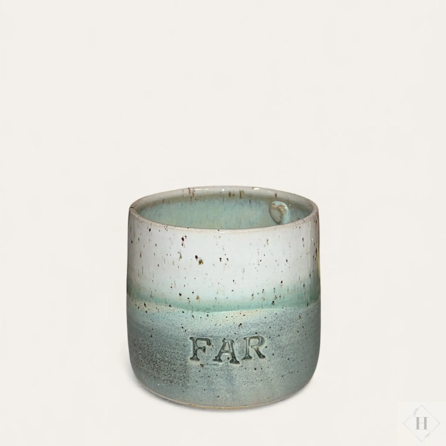 Krus uden hank - blågrøn (far) Håndlavet af
