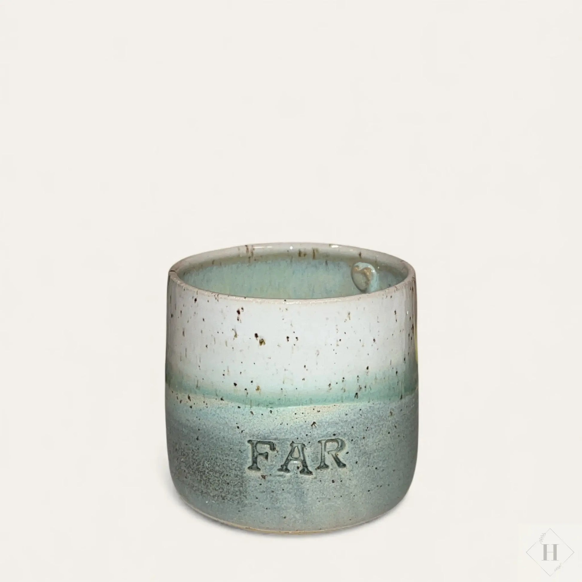 Krus uden hank - blågrøn (far) Håndlavet af
