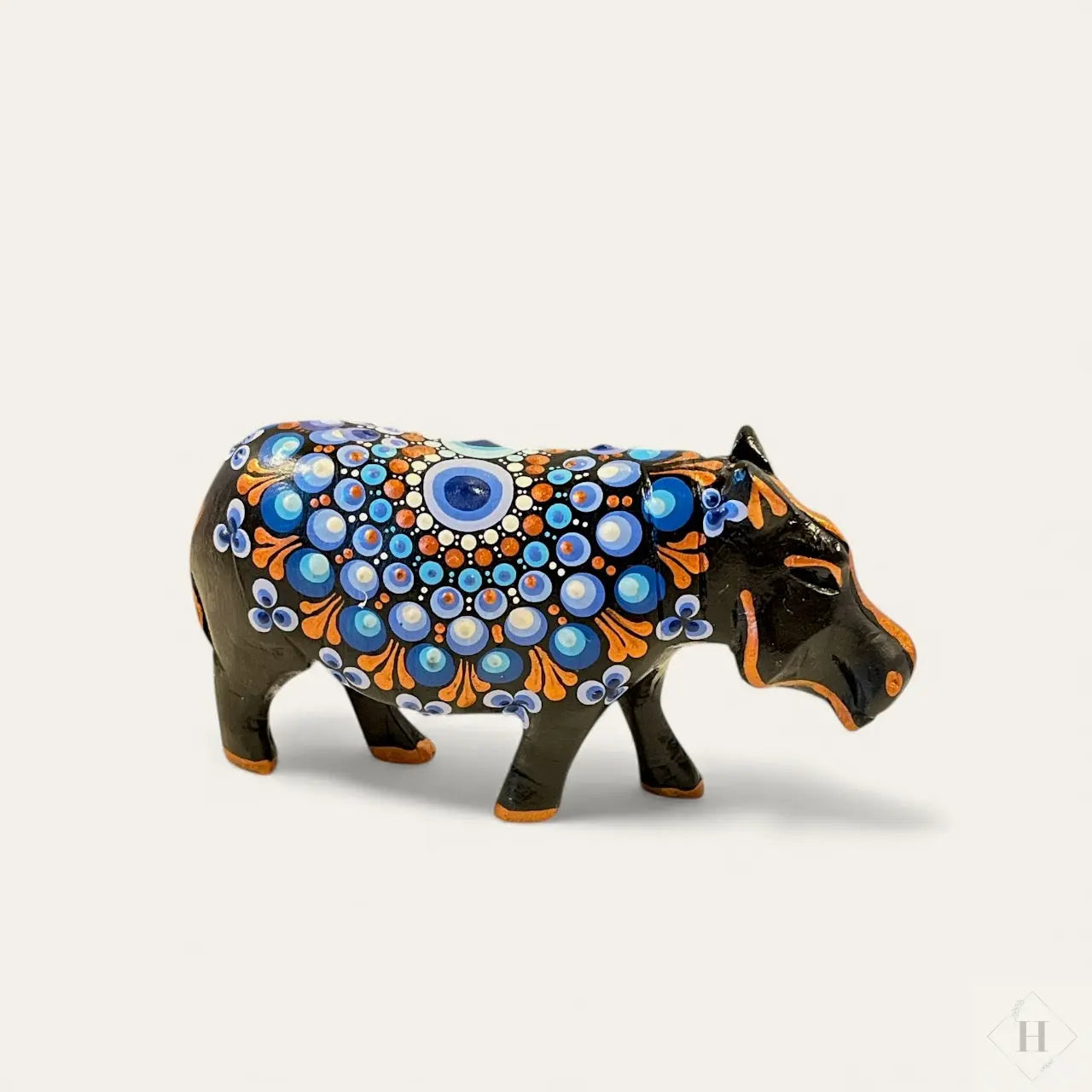 Håndmalet Dotart Flodhest - 7x13 cm Zenjasworld