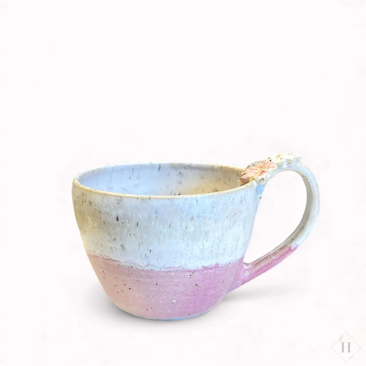 Buttet kop med blomster på hanken - lyserød Clay by Hornstrup
