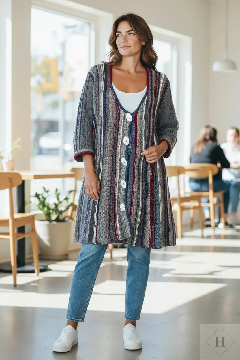 Håndstrikket Cardigan i Uld - Str. L Jo C