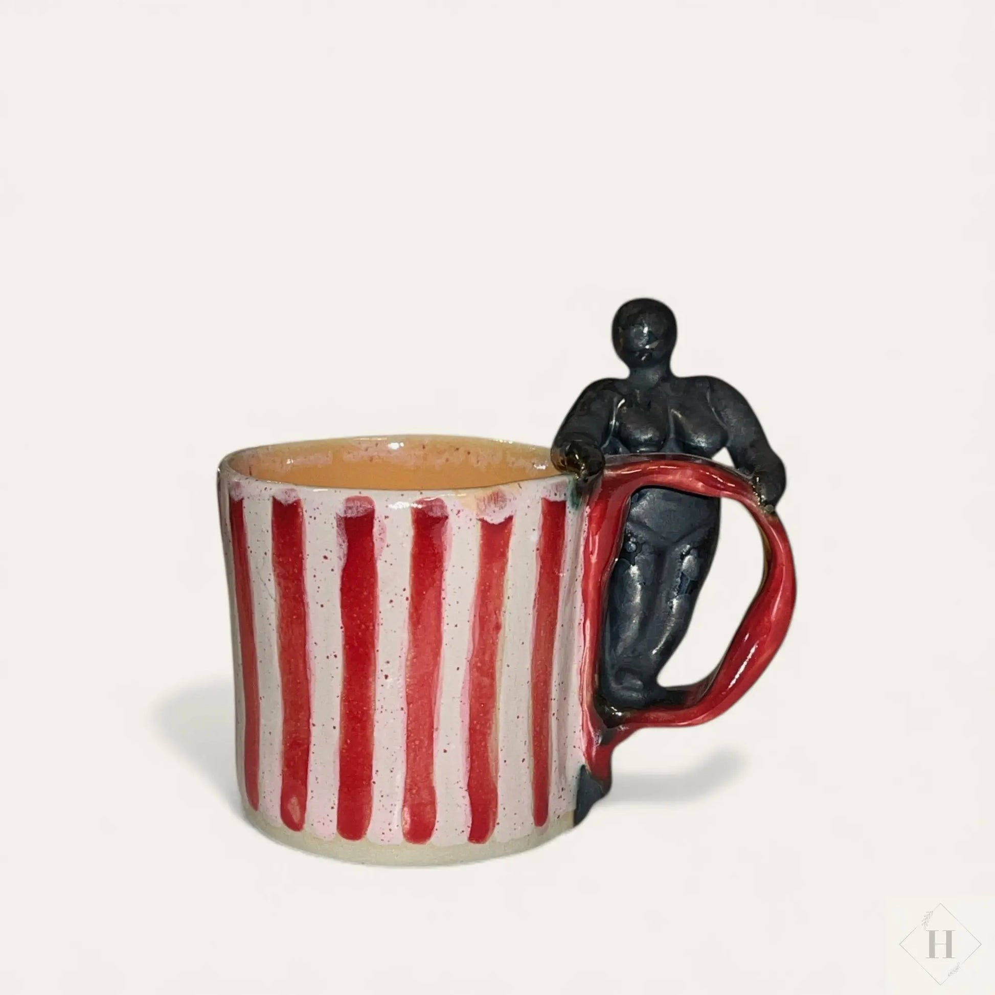 Krus med dame - rød/lyserød stribet Lisbeth Børglum