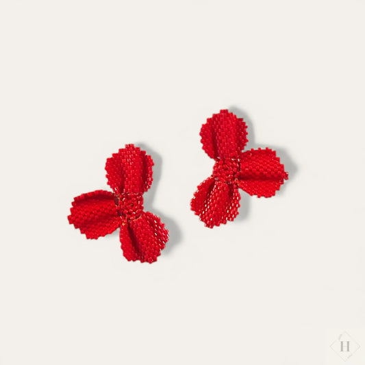 Øreringe i røde miyuki perler - blomster Mabalser