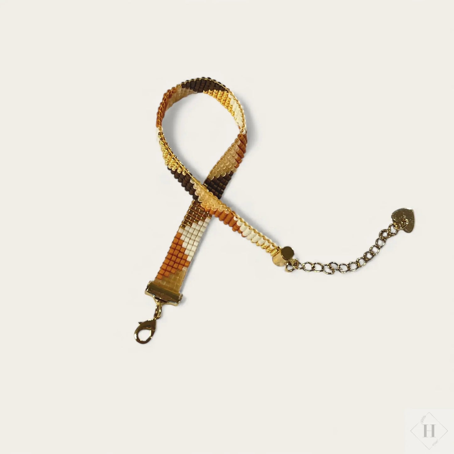 Armbånd i miyuki perler - brune nuancer Mabalser