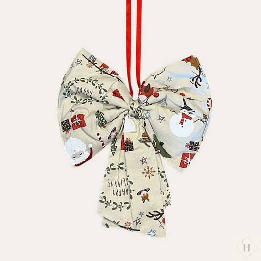 Stor sløjfe i stof - lys julemotiv Irene Kokholm