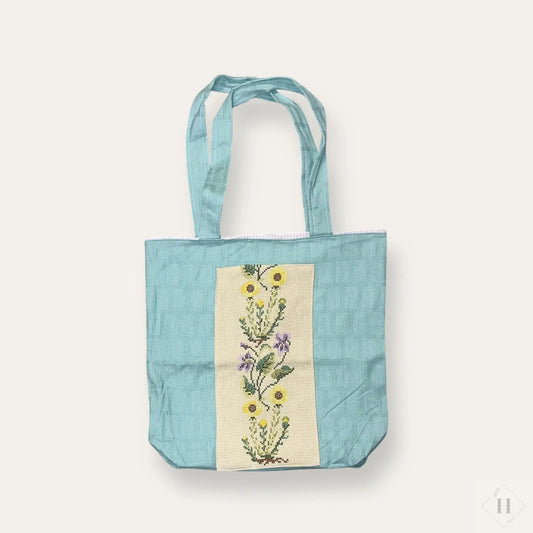 Mulepose med broderi - lyseblå Irene Kokholm