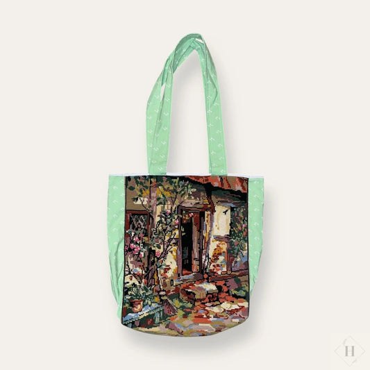 Mulepose med broderi - velkommen ind Irene Kokholm