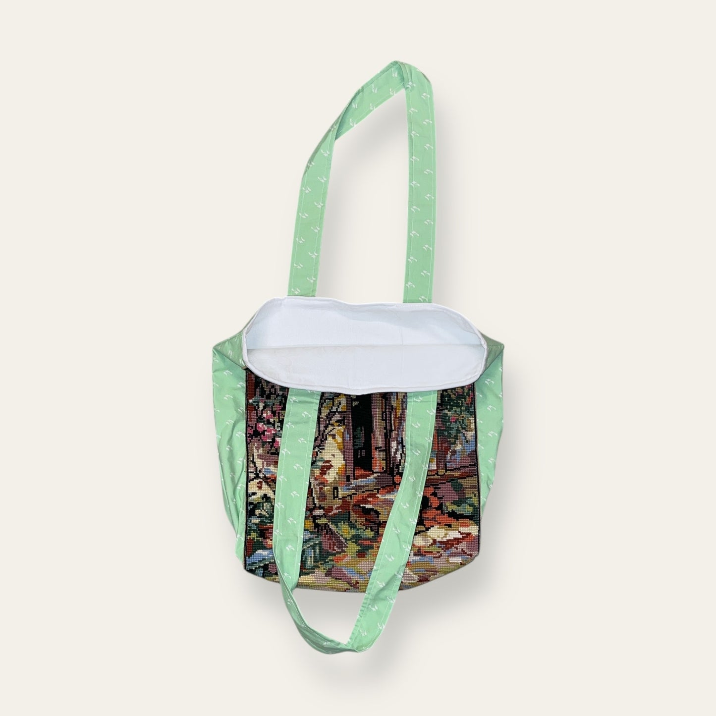 Mulepose med broderi - velkommen ind