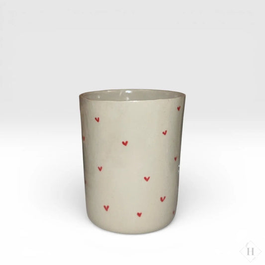 Stort krus uden hank - små hjerter Håndlavet af