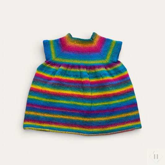 Strikket børnekjole str 74 (uld) Laila