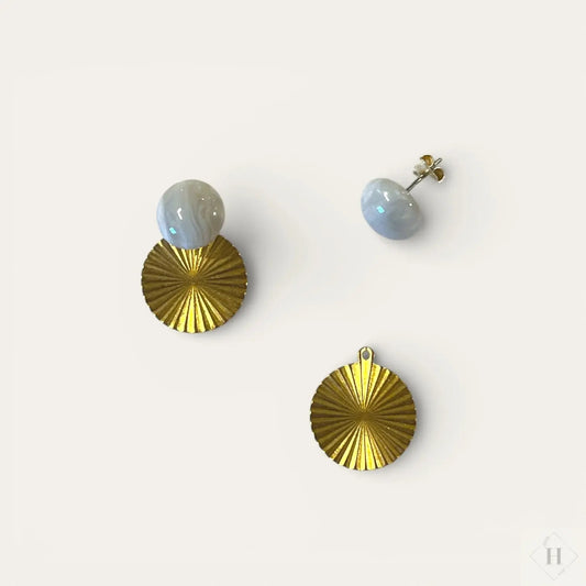 Multi ørering - grå dot med messingstykke Winther Design