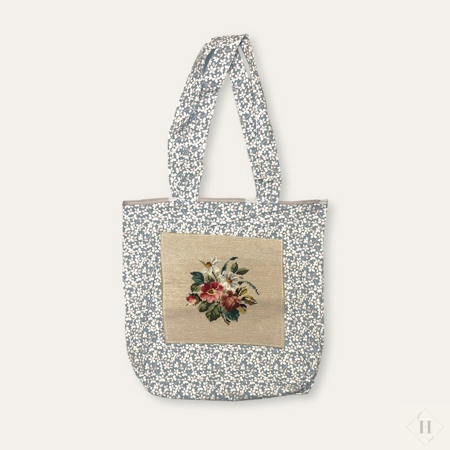 Mulepose med broderi - hyben roser Irene Kokholm