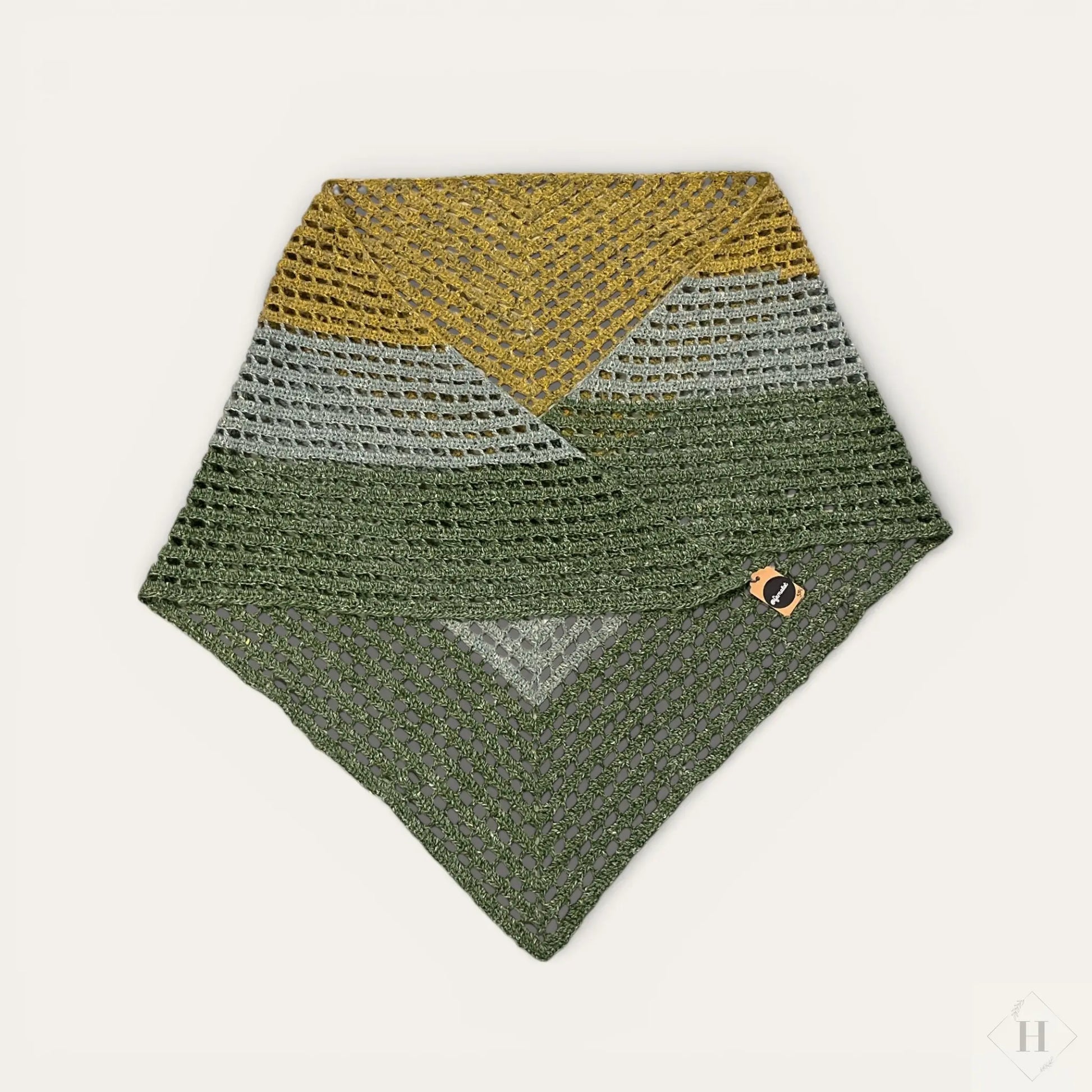 Hæklet sjal i uld - grøn Famalut