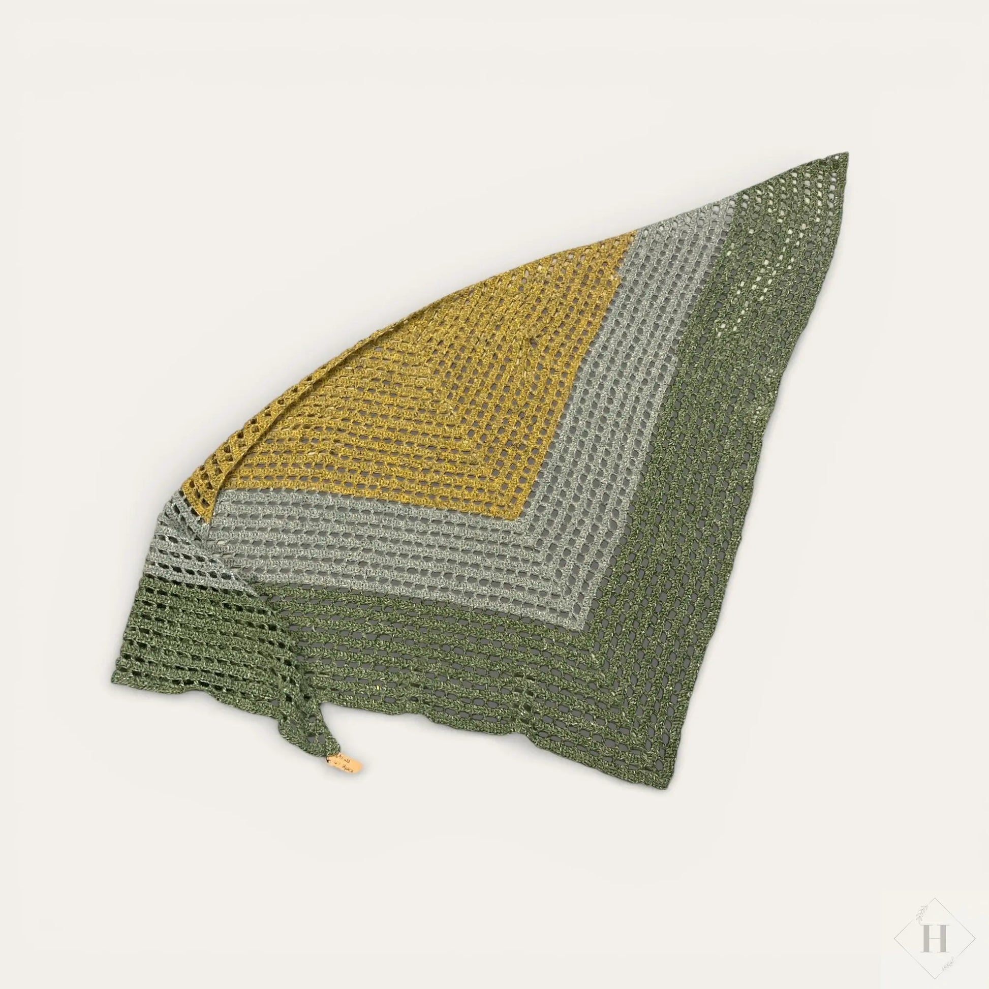 Hæklet sjal i uld - grøn Famalut