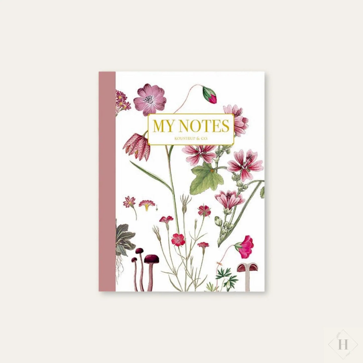 Roseblomstret - notesbog Koustrupco