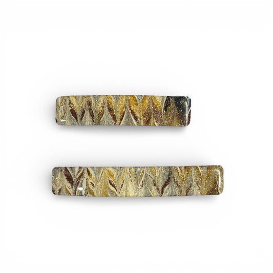 Håndlavet hårspænde med guld glimmer - stort