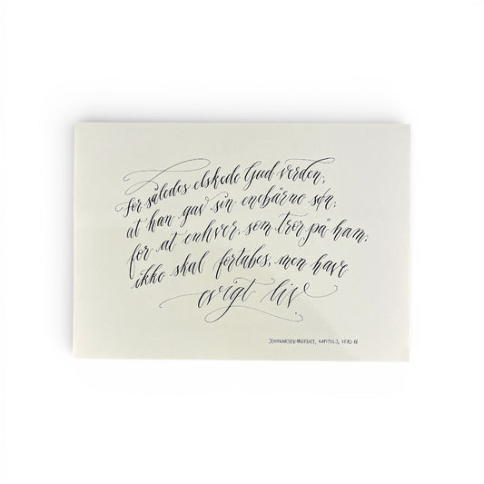 Håndskreven plakat - For således elskede Gud verden