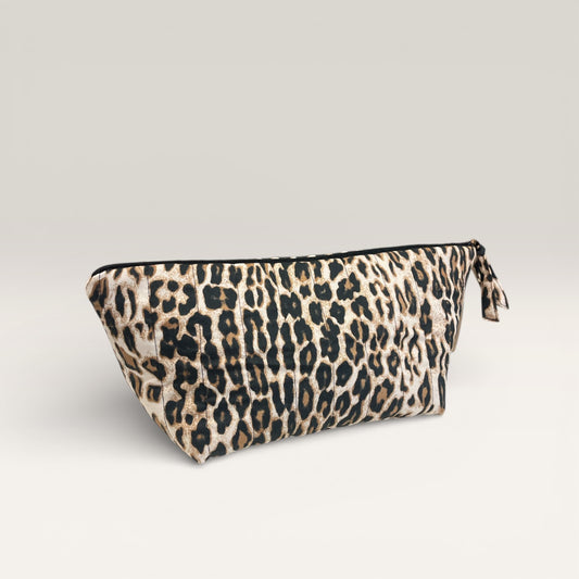 Toilettaske Leopard - Håndlavet Quiltet Viskose