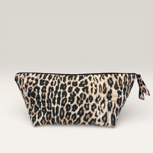 Toilettaske Leopard - Håndlavet Quiltet Viskose