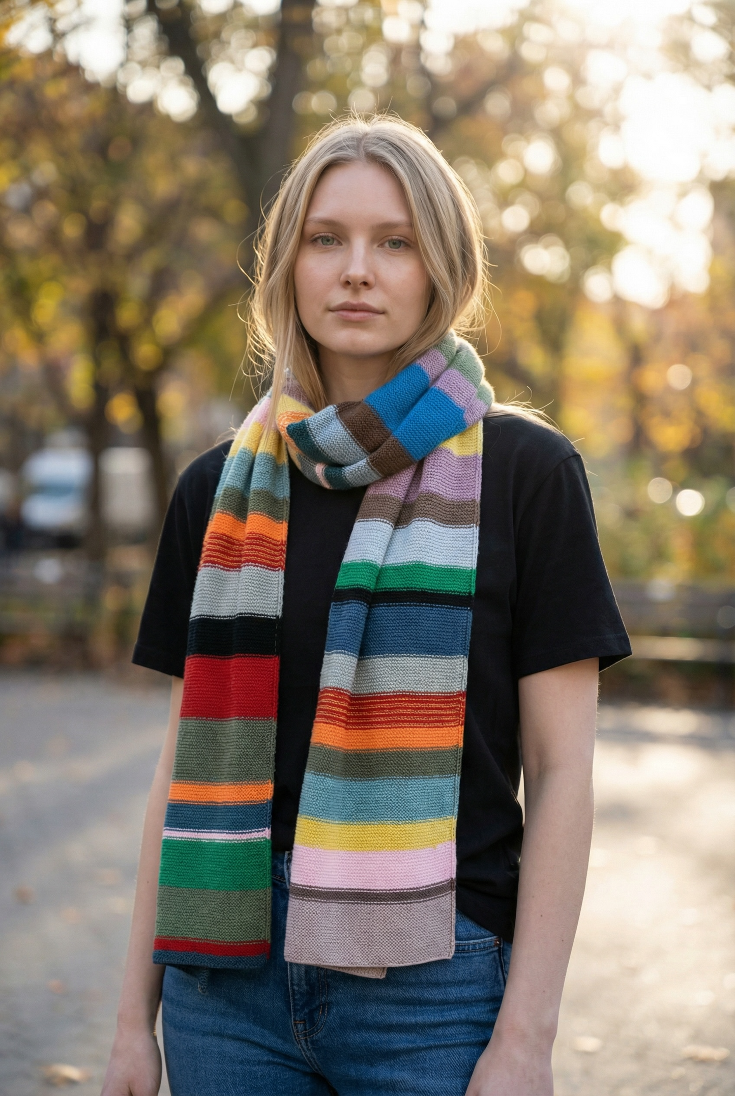 Langt multifarvet tørklæde