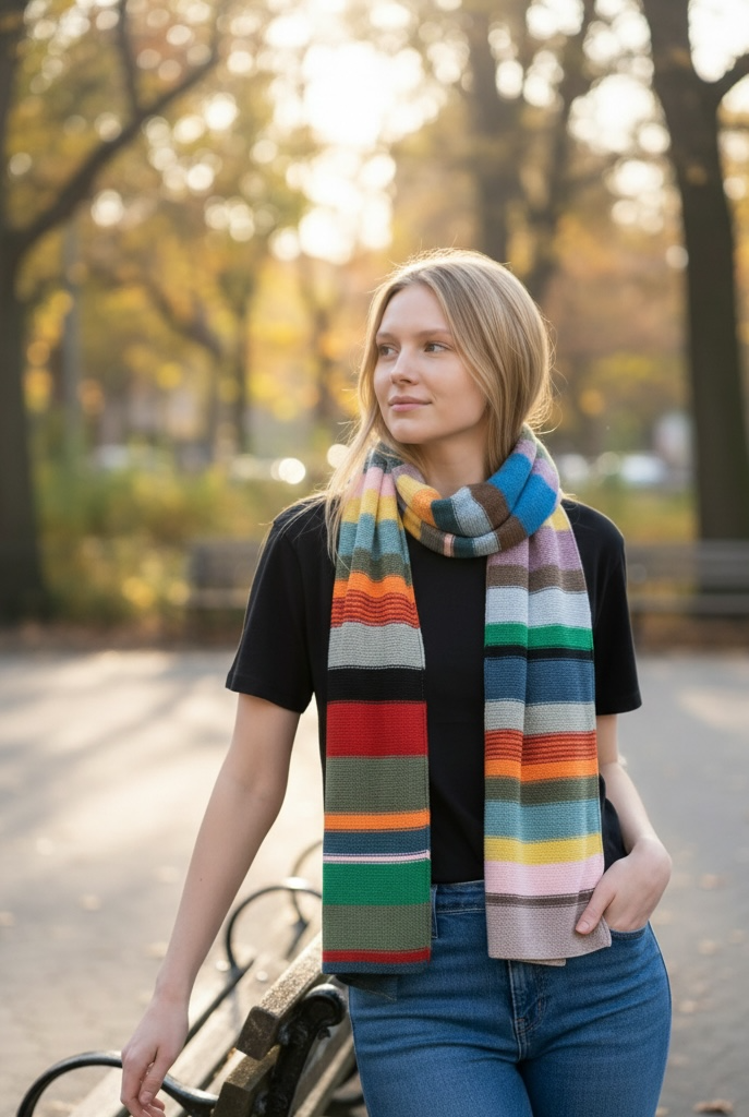 Langt multifarvet tørklæde