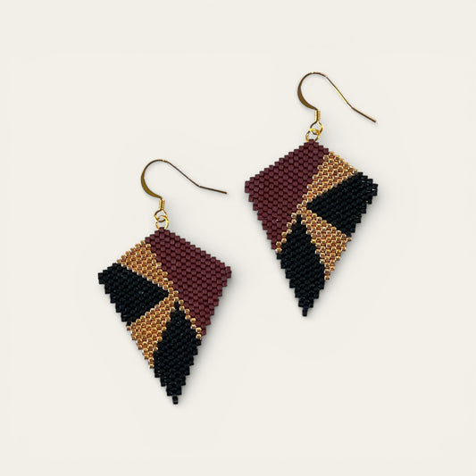 Store statement øreringe i miyukiperler - sort/brun