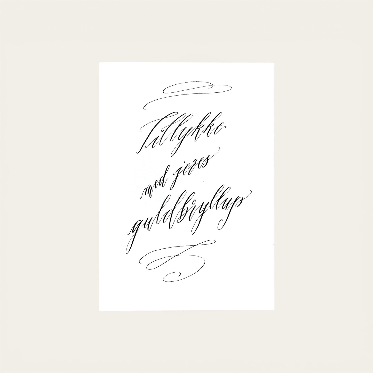 Håndskrevet kort - guldbryllup