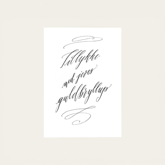 Håndskrevet kort - guldbryllup