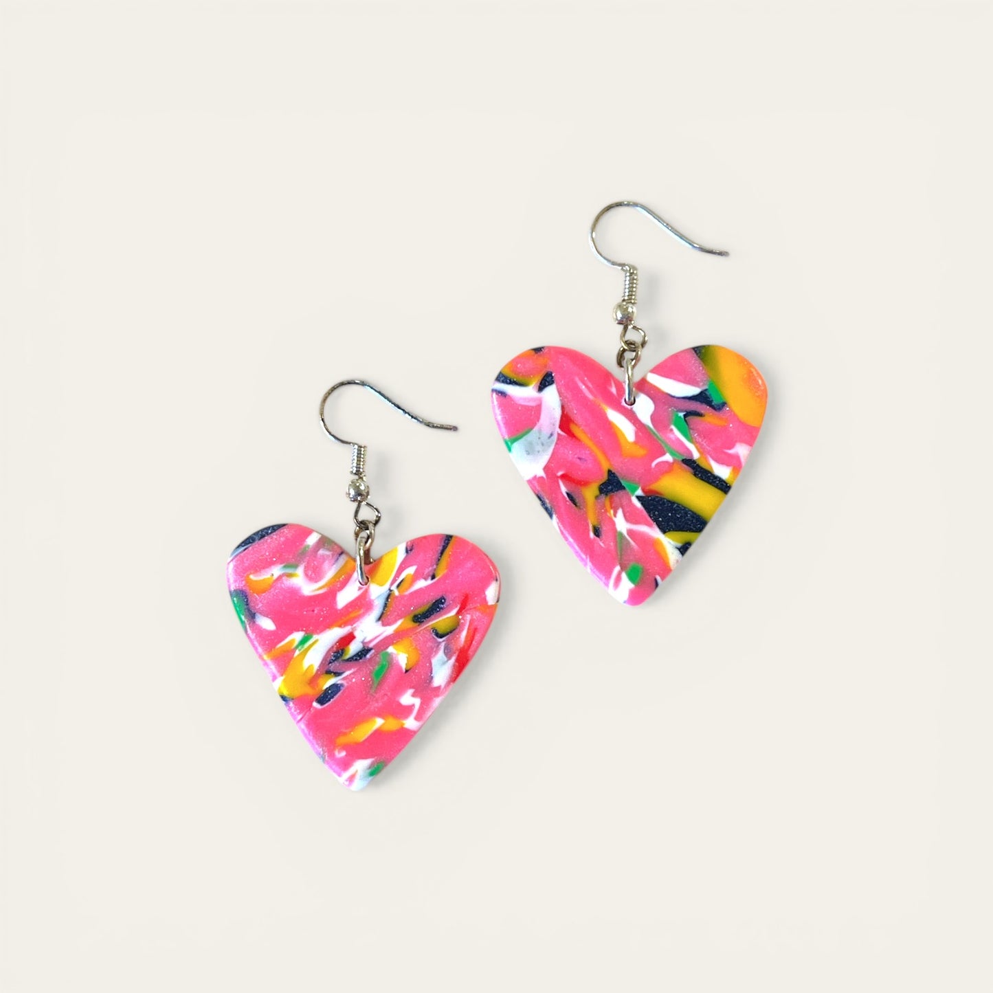 Ørering hjerte i Clay - multi color