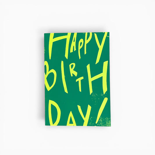 Happy birthday - kort I linoleums tryk