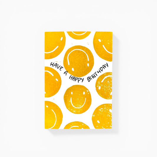 Happy birthday - kort I linoleums tryk