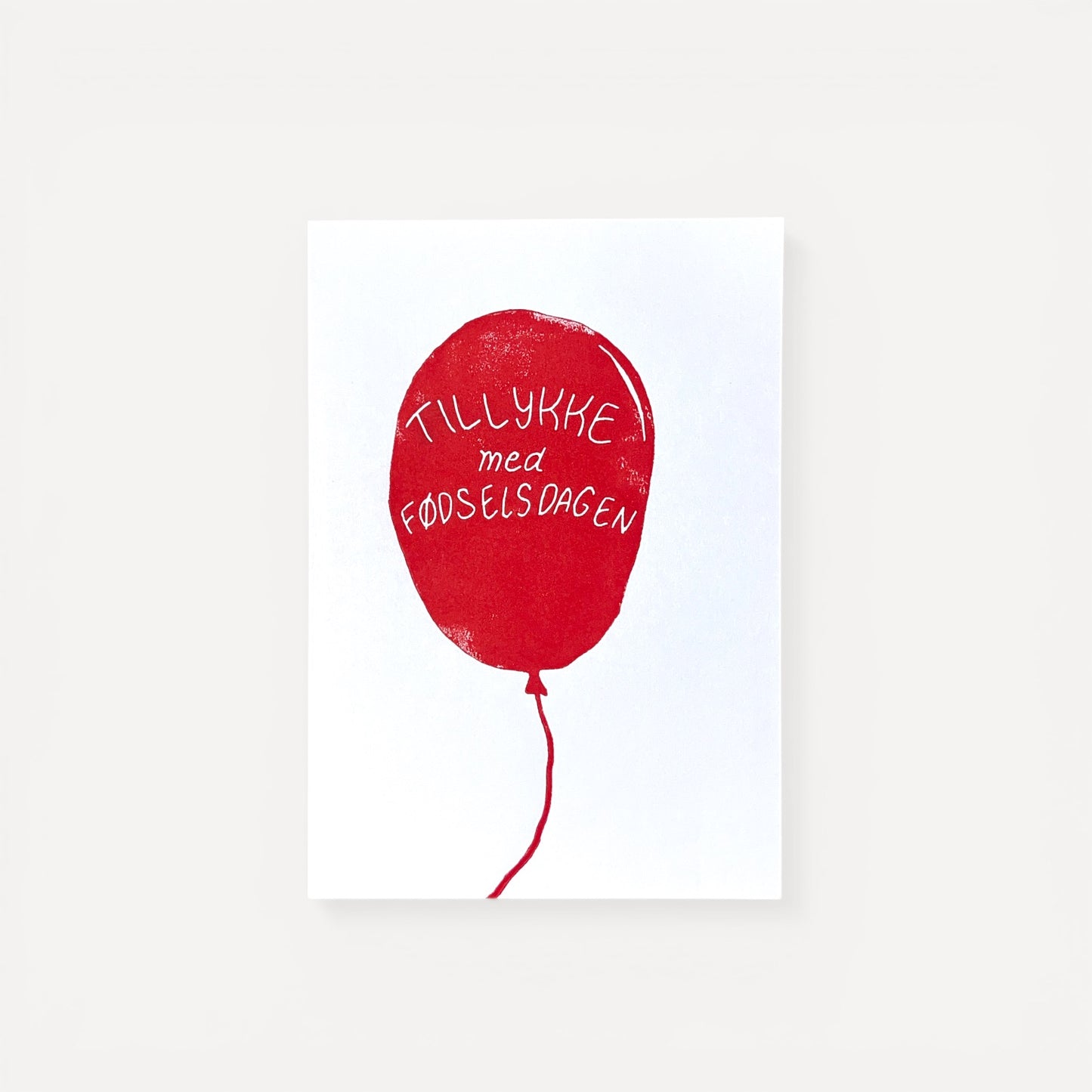 Tillykke med fødselsdagen - kort I linoleums tryk